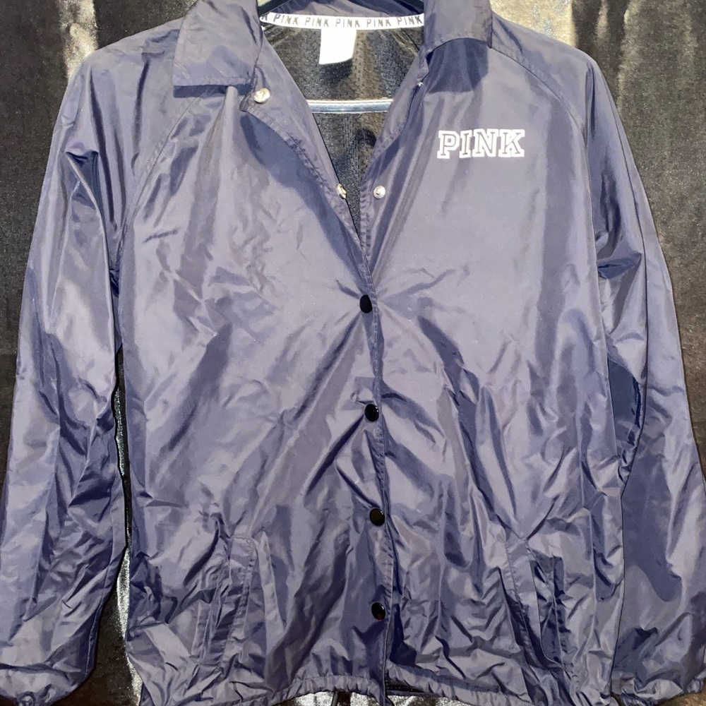 Navy blue pink windbreaker